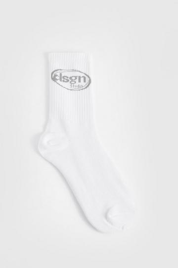 White Single Dsgn Studio Slogan Sports Sock