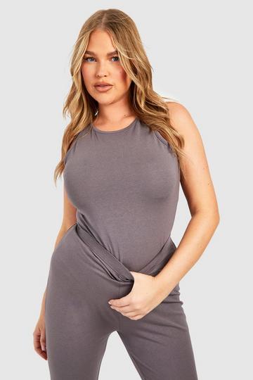 Plus Premium Super Soft Racer Neck Bodysuit charcoal