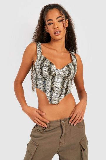 Snake Pu Corset Top grey