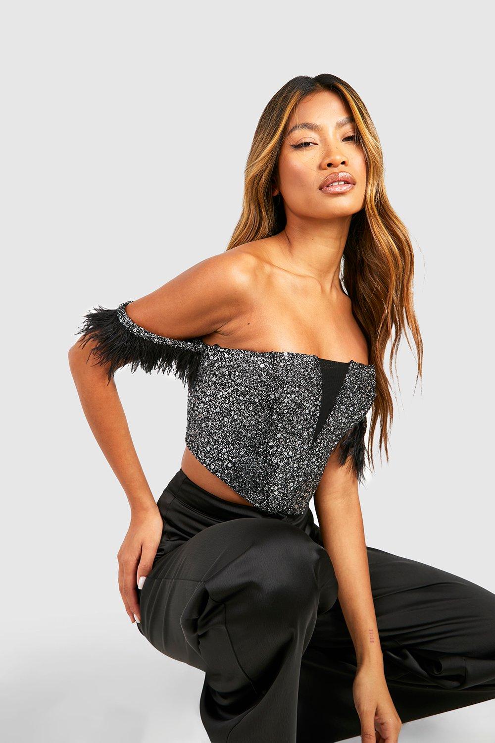 Bardot feather bustier deals