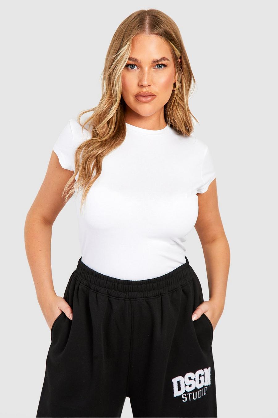 T-shirt a girocollo Plus Size Premium super morbida sagomata, White