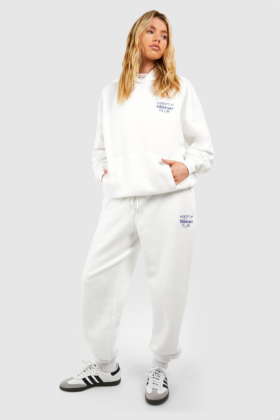 Ecru Athleisure Club Embroidered Hooded Tracksuit
