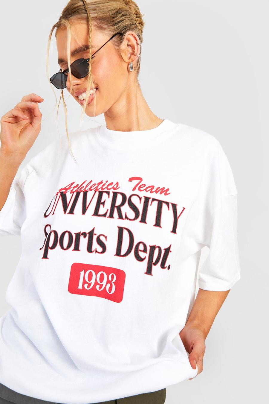 White University Slogan Oversized T-shirt