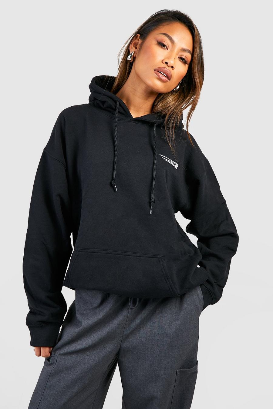 Black Oversize hoodie med text och slogan image number 1