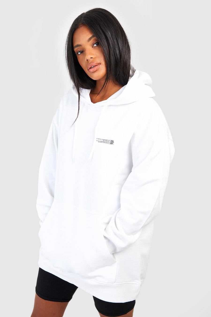 White vit Oversize hoodie med text och slogan