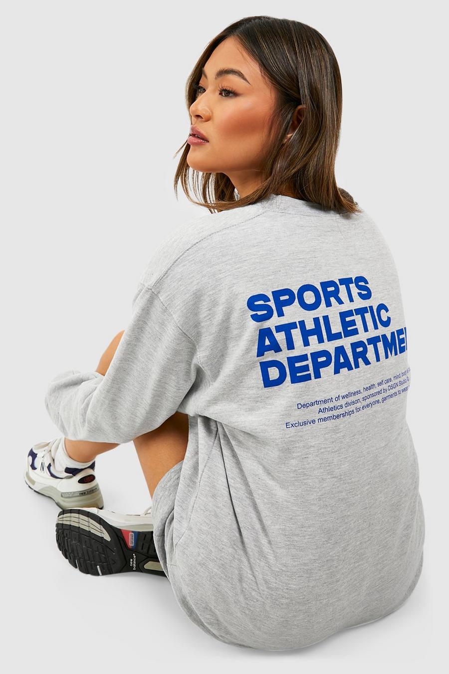 Oversize Sweatshirt mit Sports Athletic Slogan, Grey marl grau