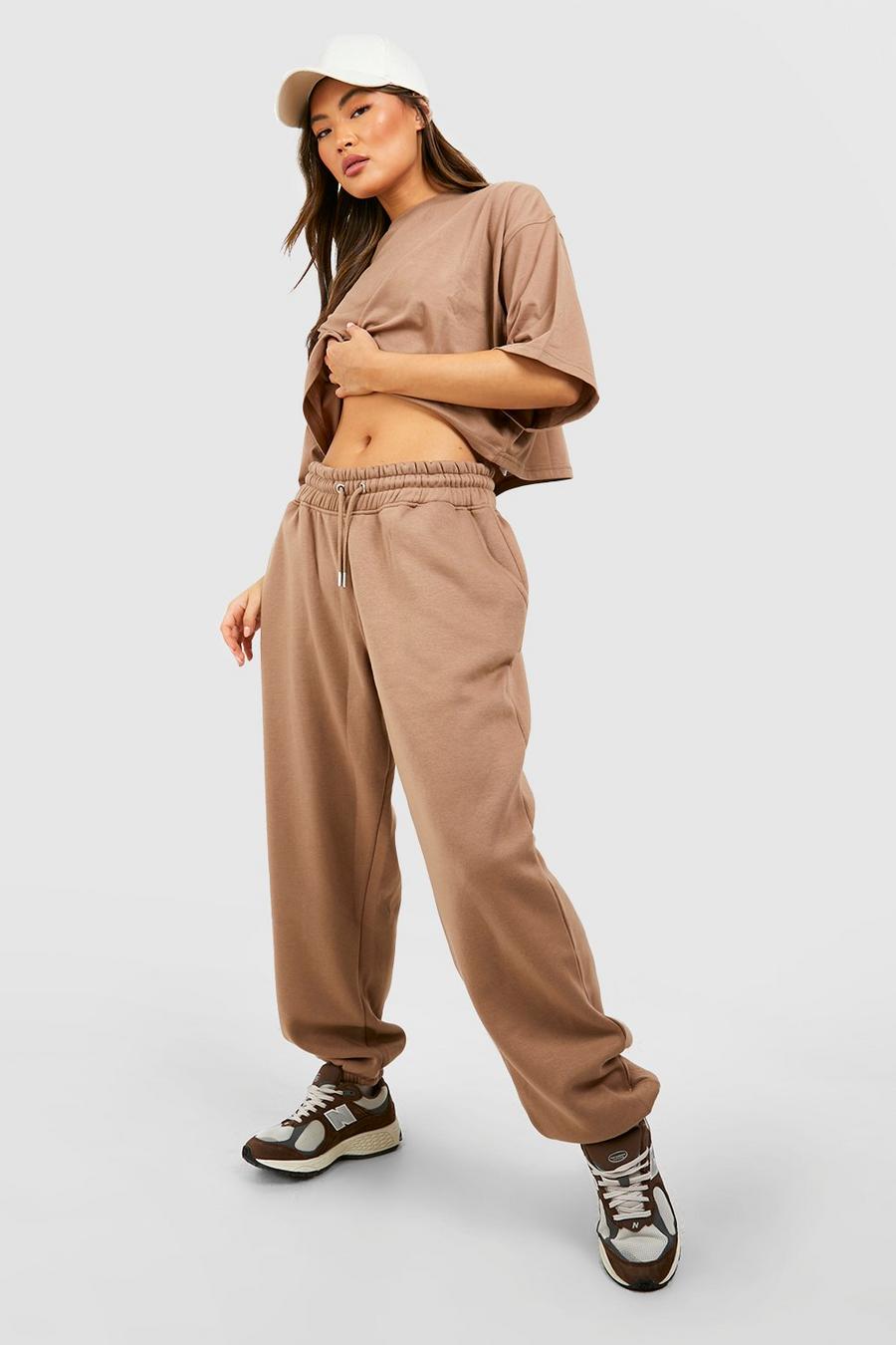 Taupe Boxy Crop T-shirt And Jogger Set image number 1