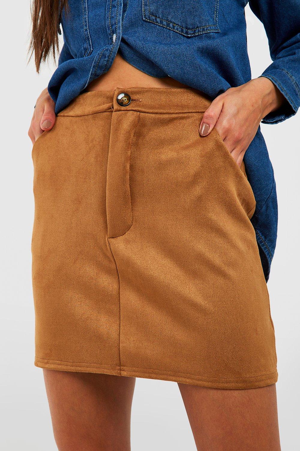 High waisted mini skirt suede best sale