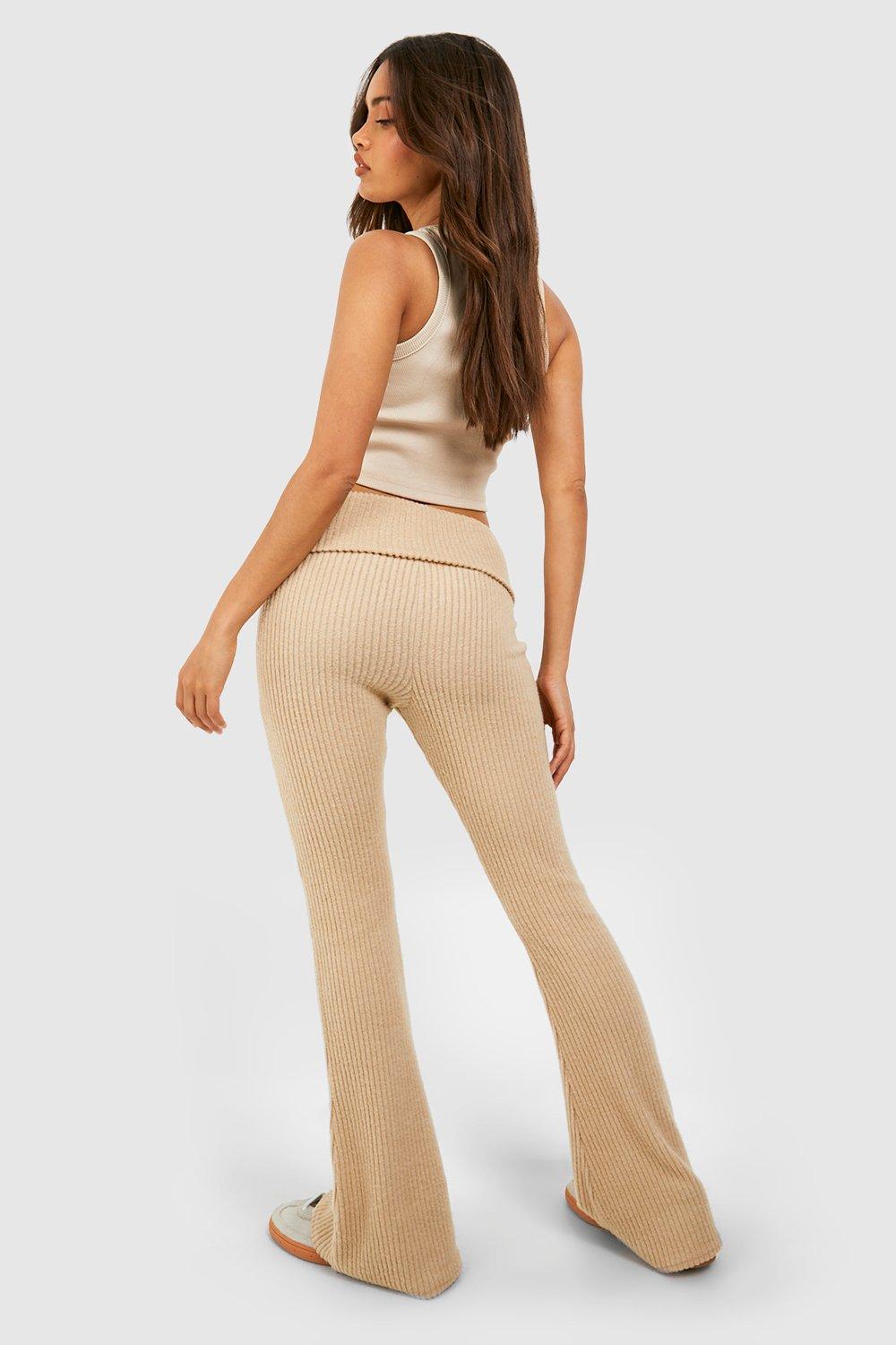 Supersoft Cosy Rib Folded Waist Flared Trousers