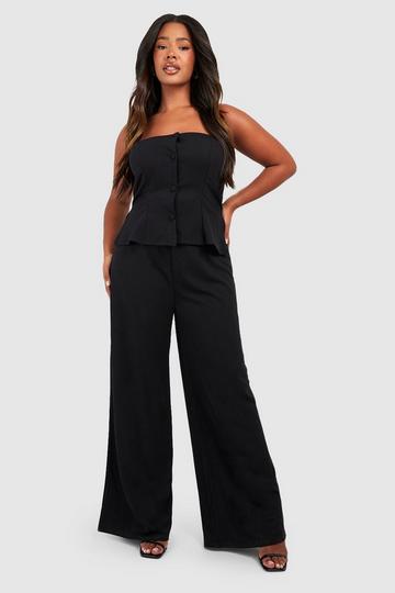 Black Plus Bandeau Vest Button Down Jumpsuit