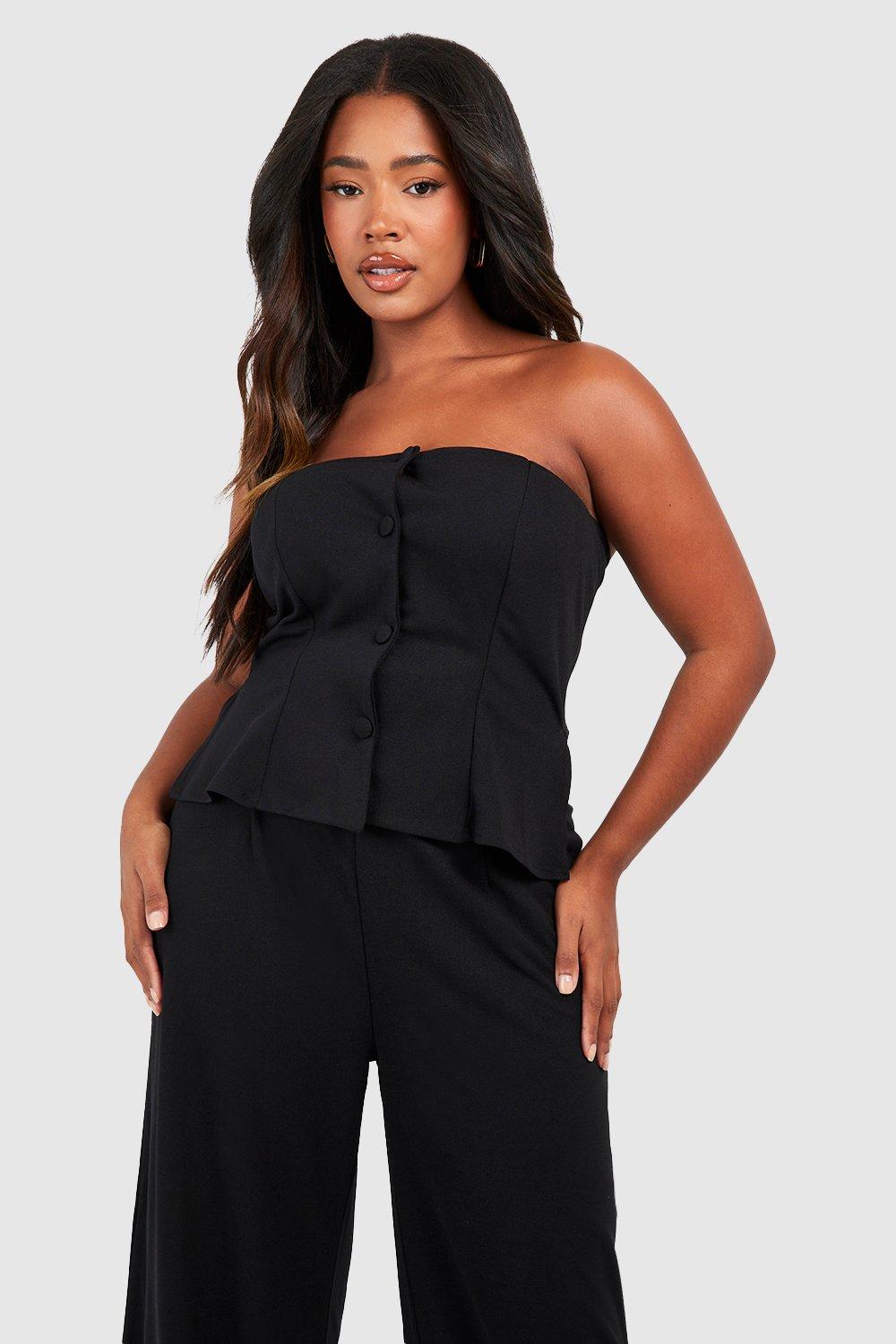 Black strapless store jumpsuit plus size