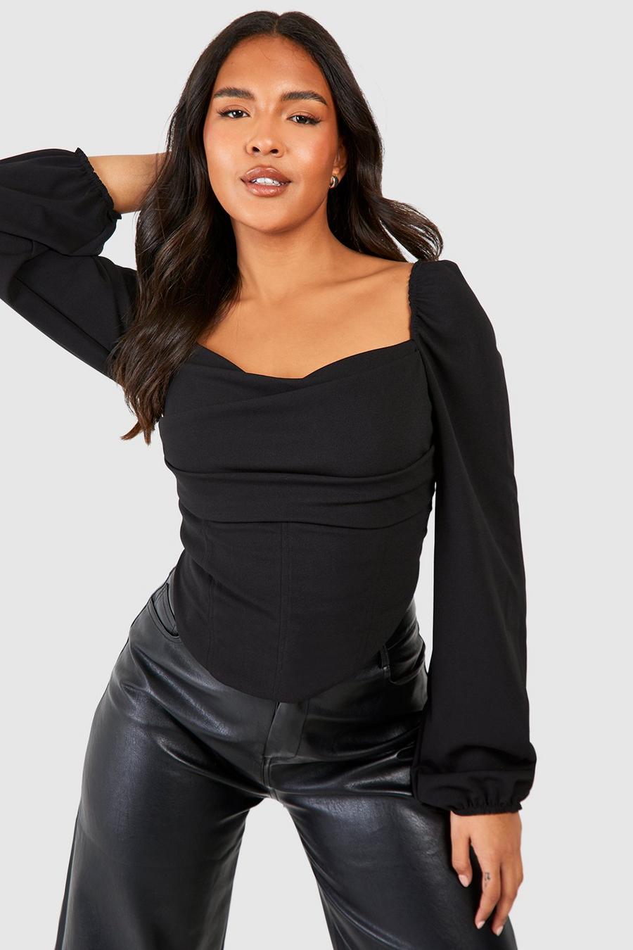 Plus Size Long Sleeve Bustier Crop Top – 2020AVE