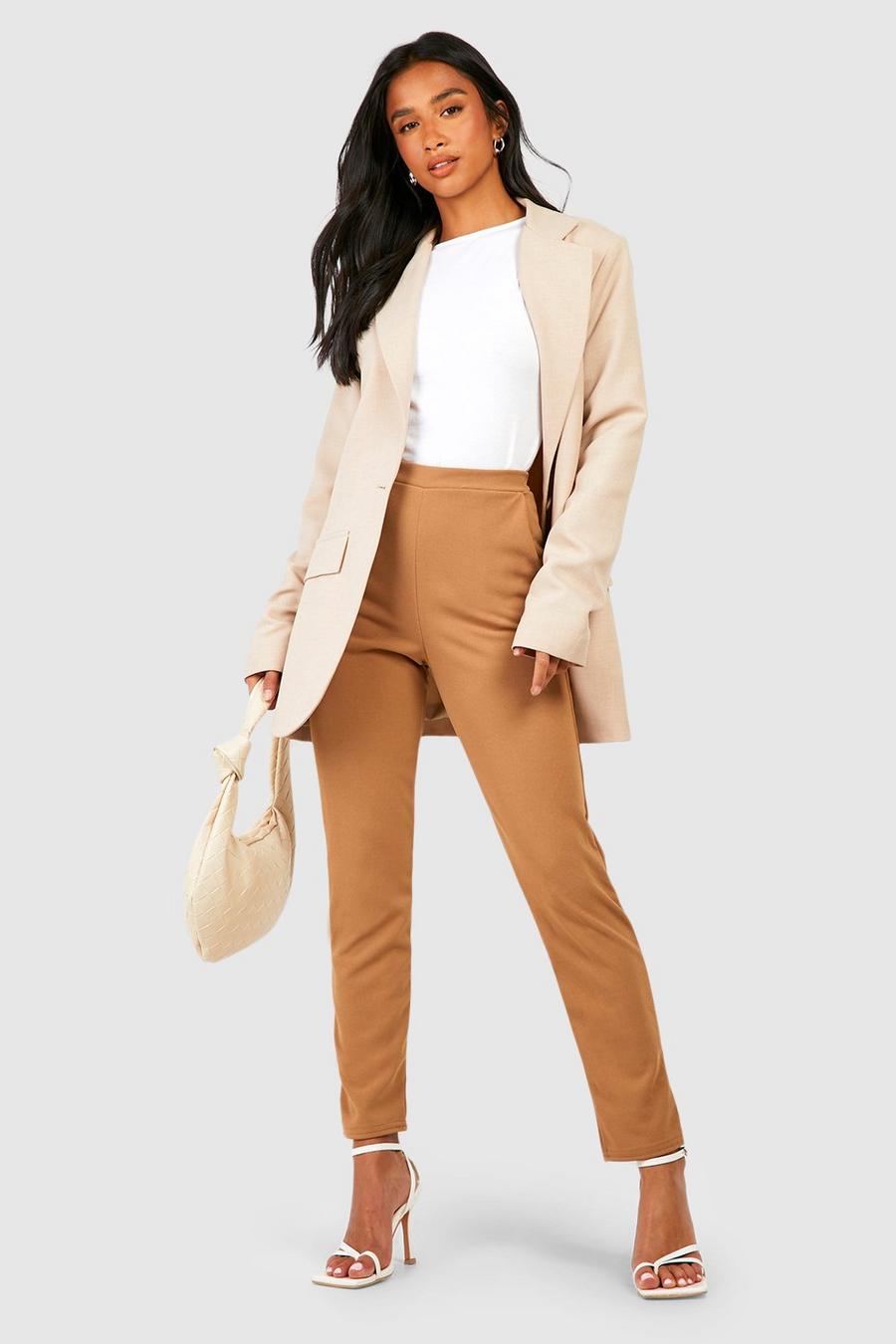 Camel Petite Stretch Straight Leg Trouser image number 1