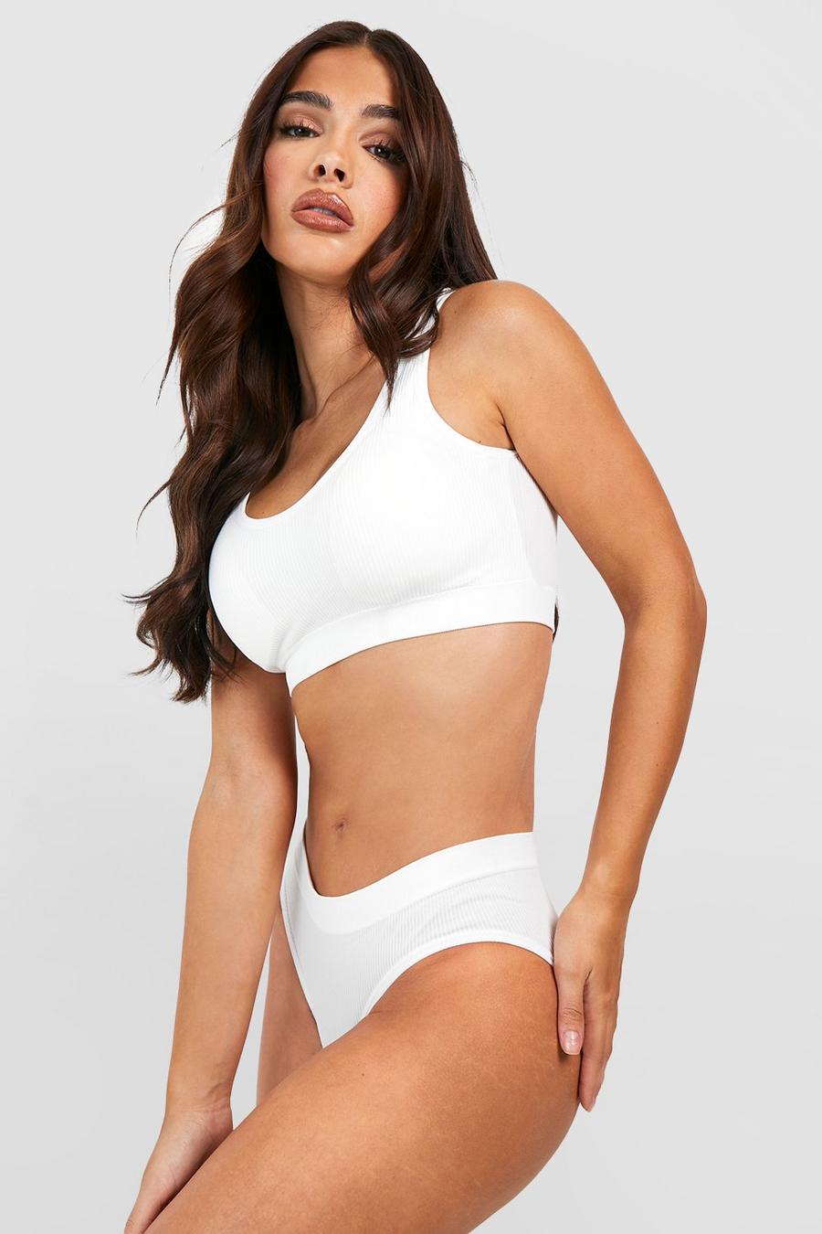 White Seamless Bralet And Brief Set  