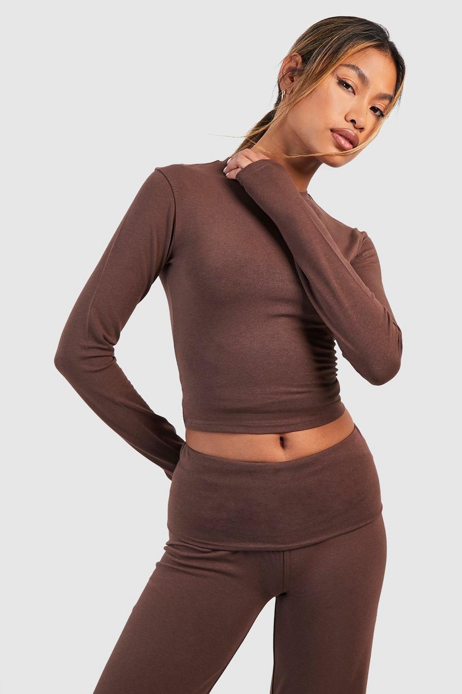 Chocolate Soft Touch Long Sleeve Tshirt  image number 1