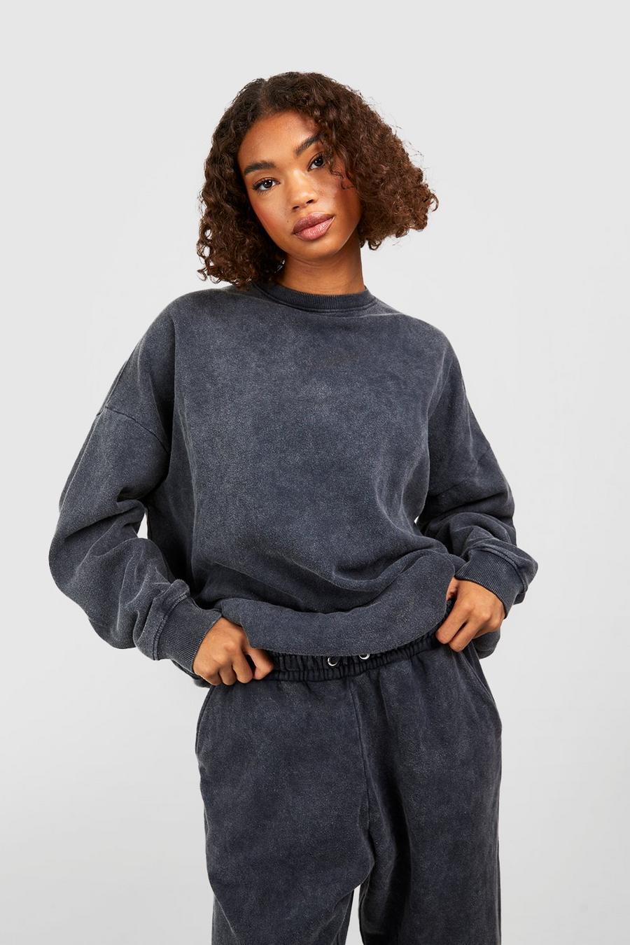 Charcoal Tall Garment Dyed Oversized Sweatshirt image number 1