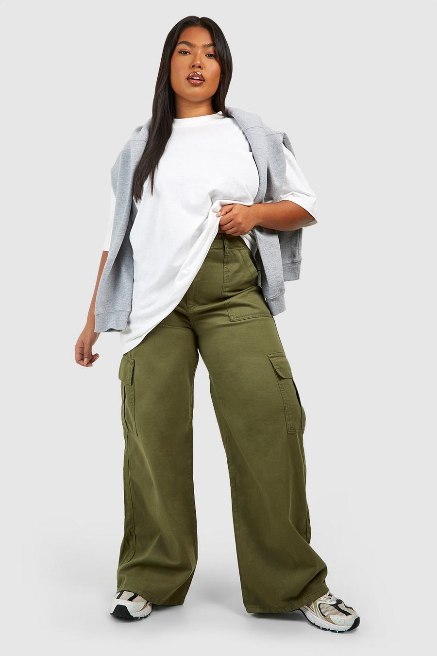 Jeans Cargo comodi Plus Size, Khaki image number 1