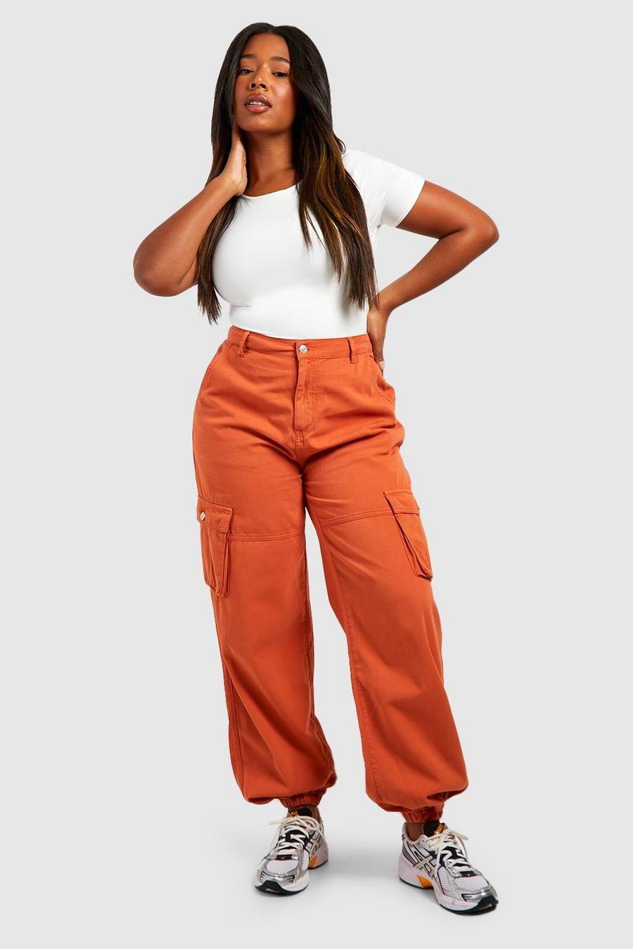 Rust orange Plus Cargo Jeans
