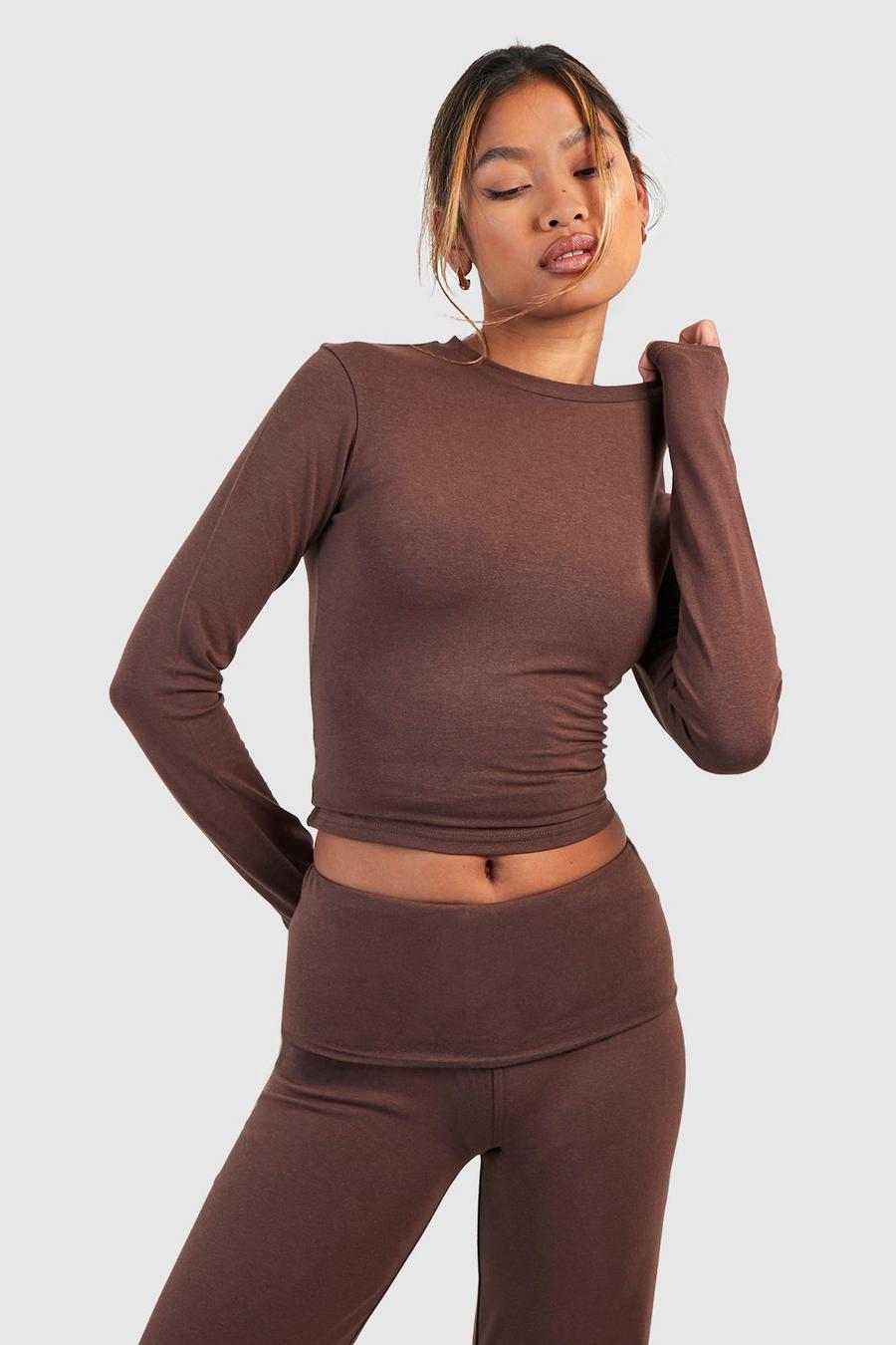 Chocolate Soft Touch Long Sleeve Tshirt   image number 1