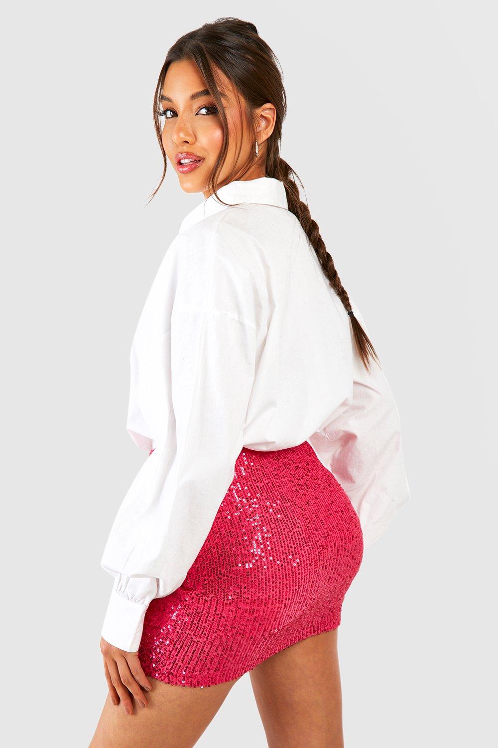 Hot pink sequin outlet mini skirt