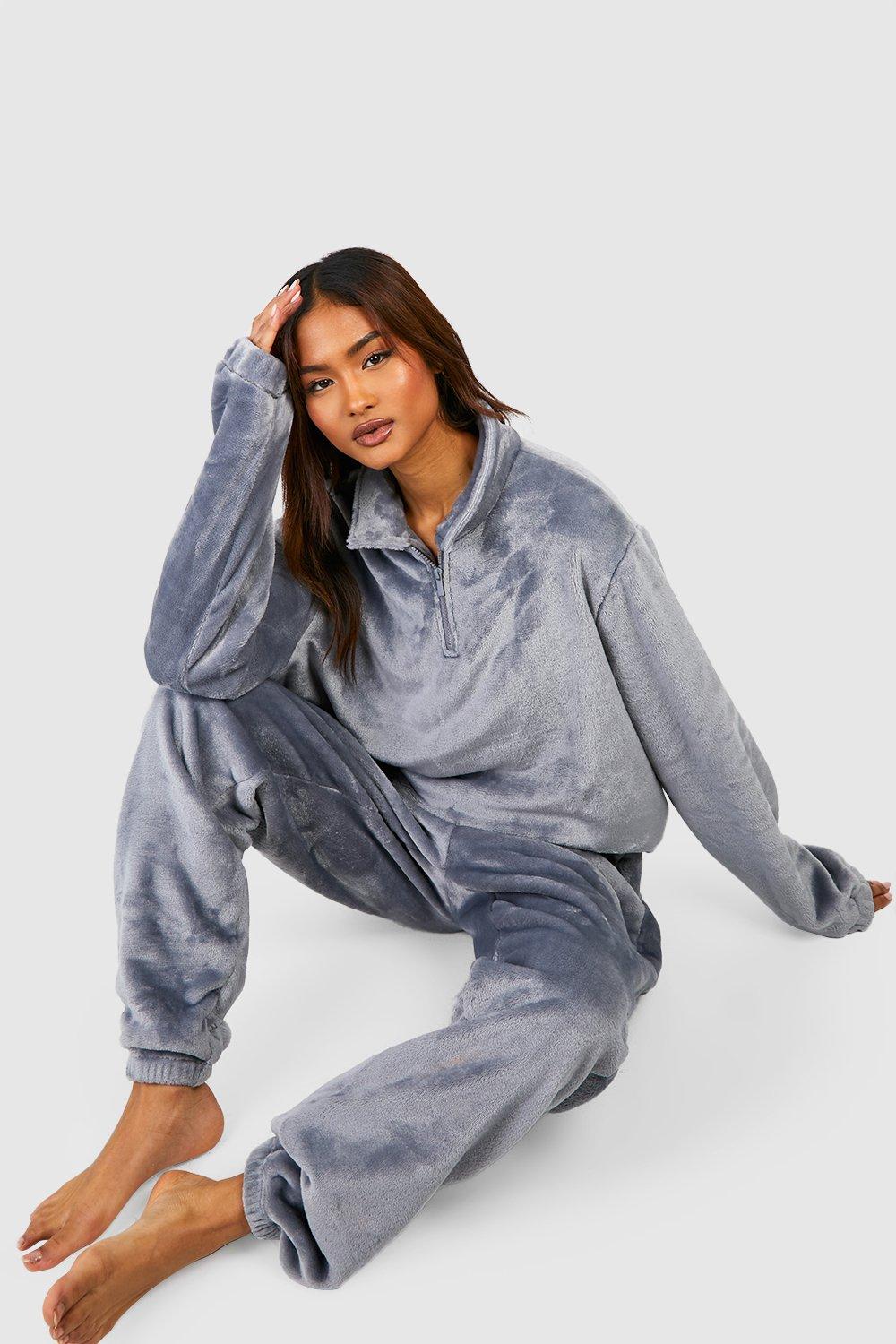 Women s Tall Half Zip Fleece Loungewear Joggers Boohoo UK