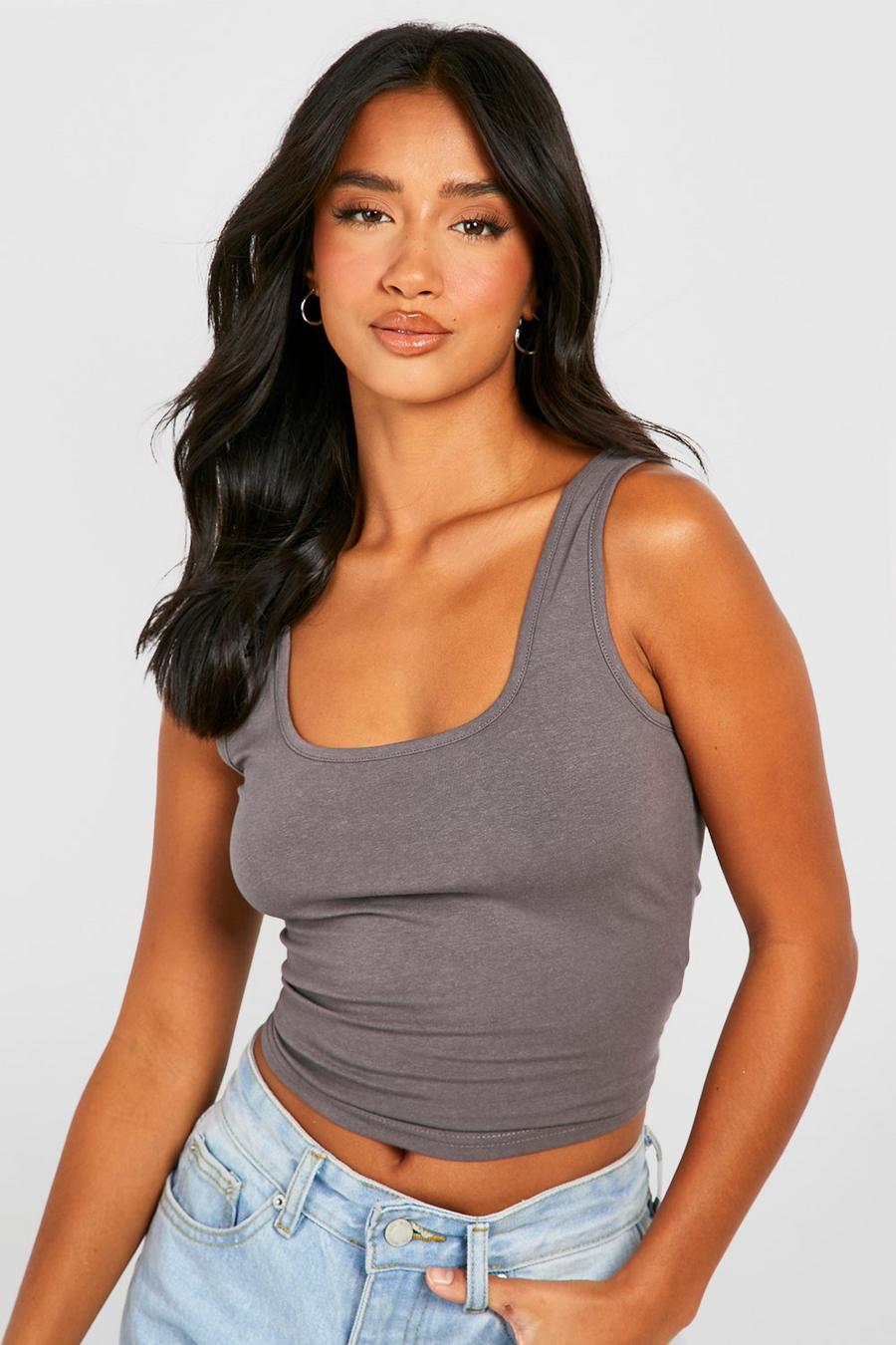 Charcoal Petite Premium Super Soft Sleevless Tank Top image number 1