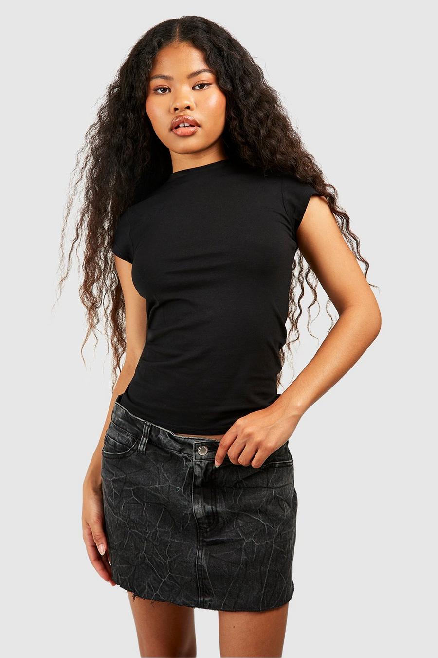 Black negro Petite Premium Super Soft Short Sleeve Top 