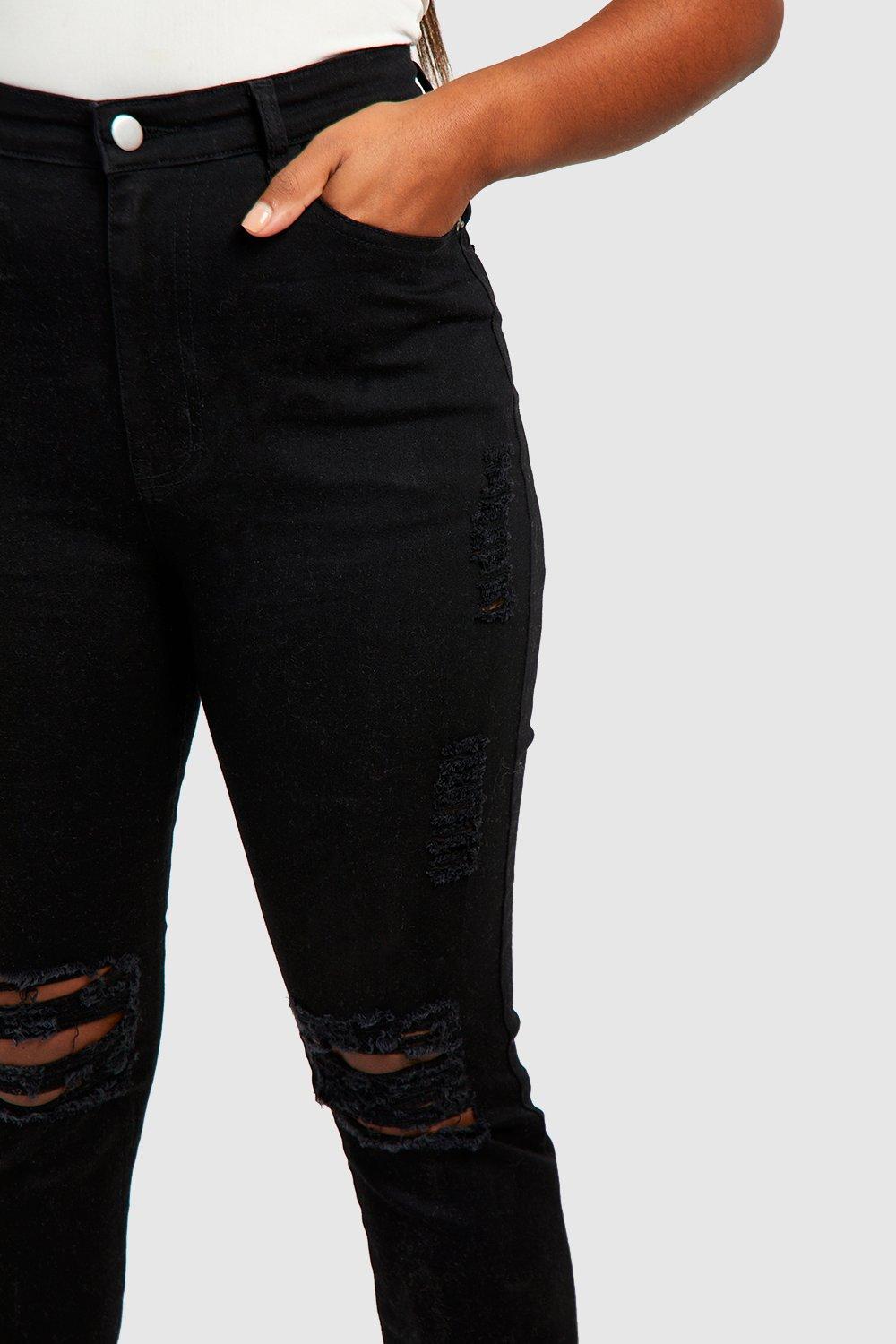 Womens black skinny jeans best sale ripped knees