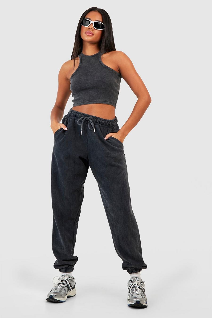 Charcoal Washed Oversized Track Pants image number 1