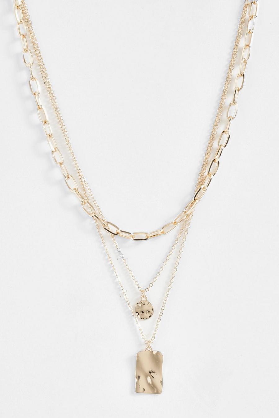 Gold Triple Chain Necklace  image number 1