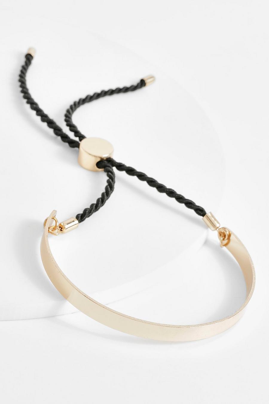 Gold metallic Black Bangle Toggle Bracelet  image number 1