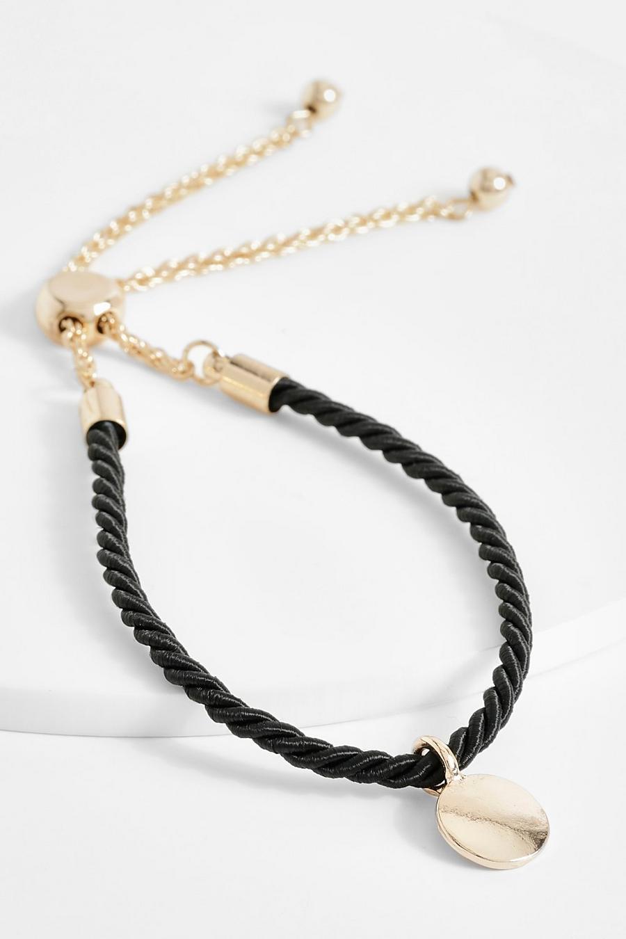Gold metallic Black Pendant Toggle Bracelet