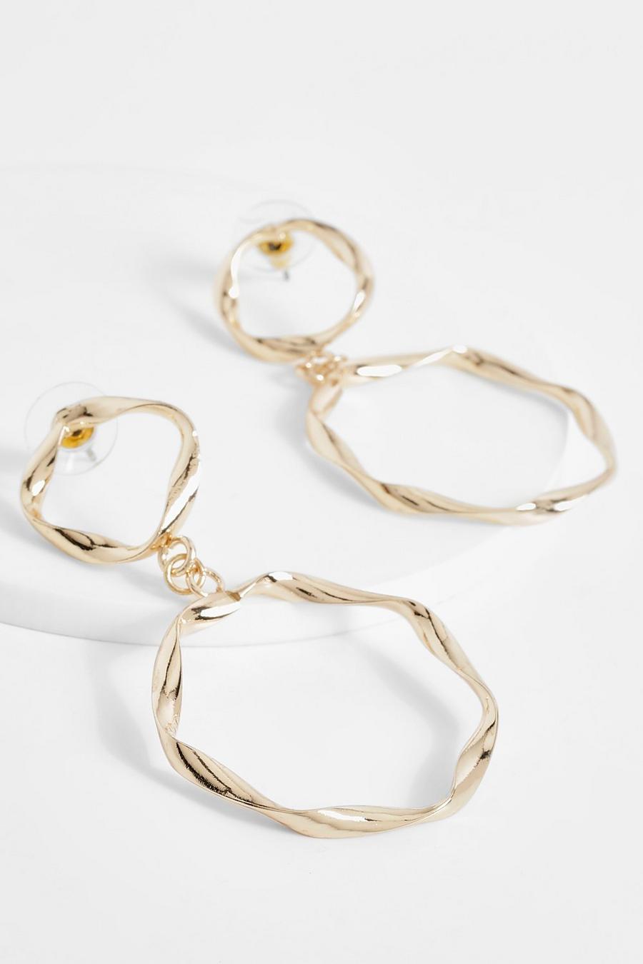 Gold metallic Circle Stud Earrings