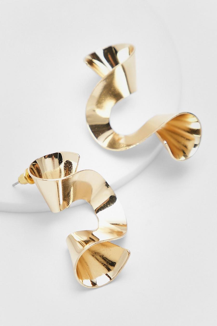 Gold metallic Abstract Stud Earrings