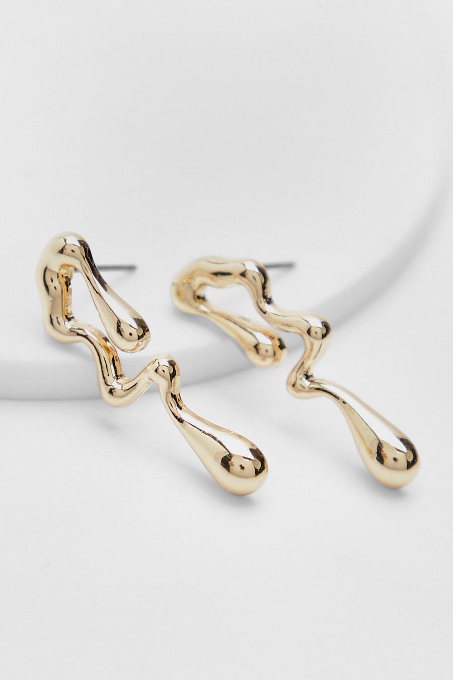 Gold metallic Squiggle Stud Earrings