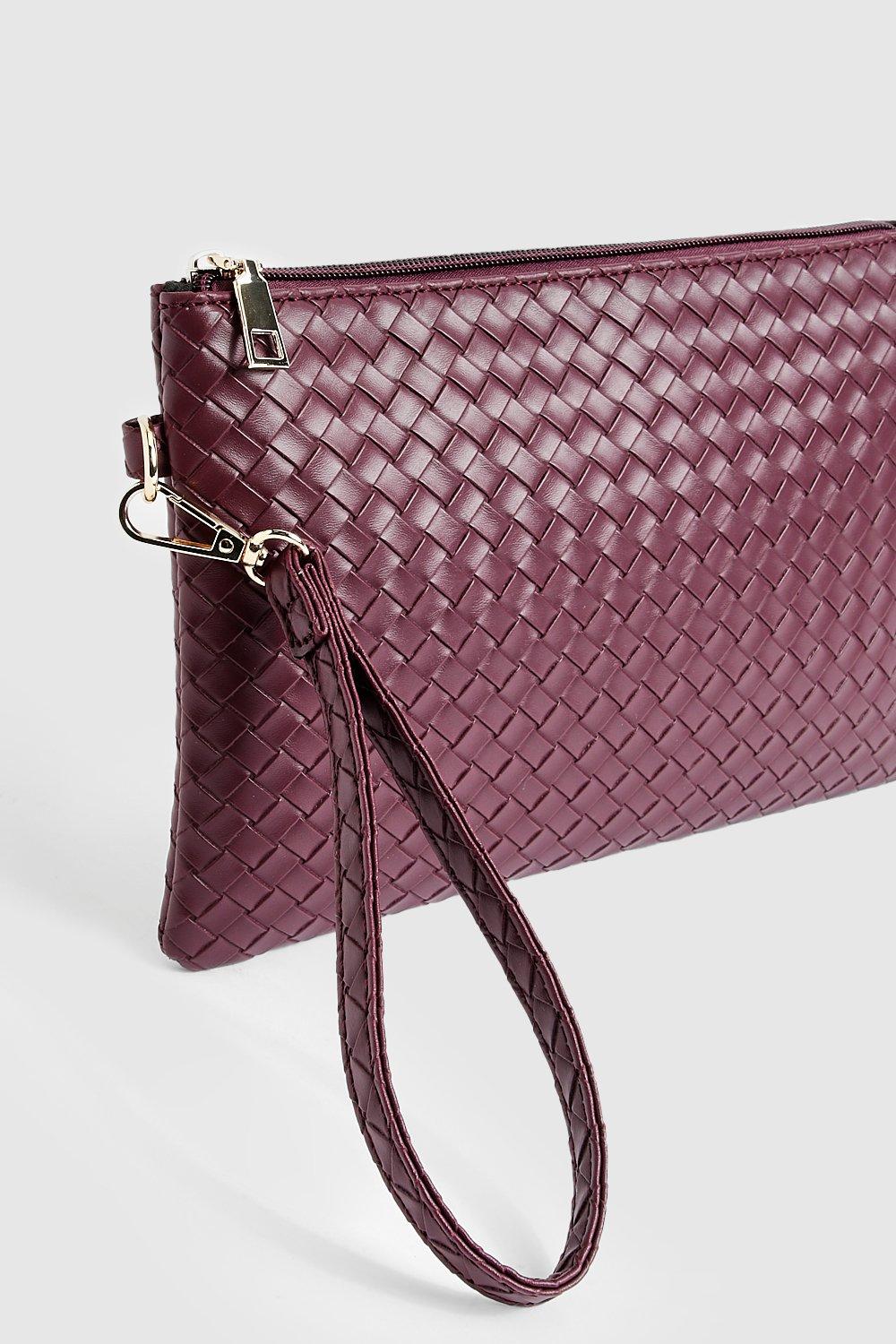 Woven Zip Top Clutch Bag | boohoo