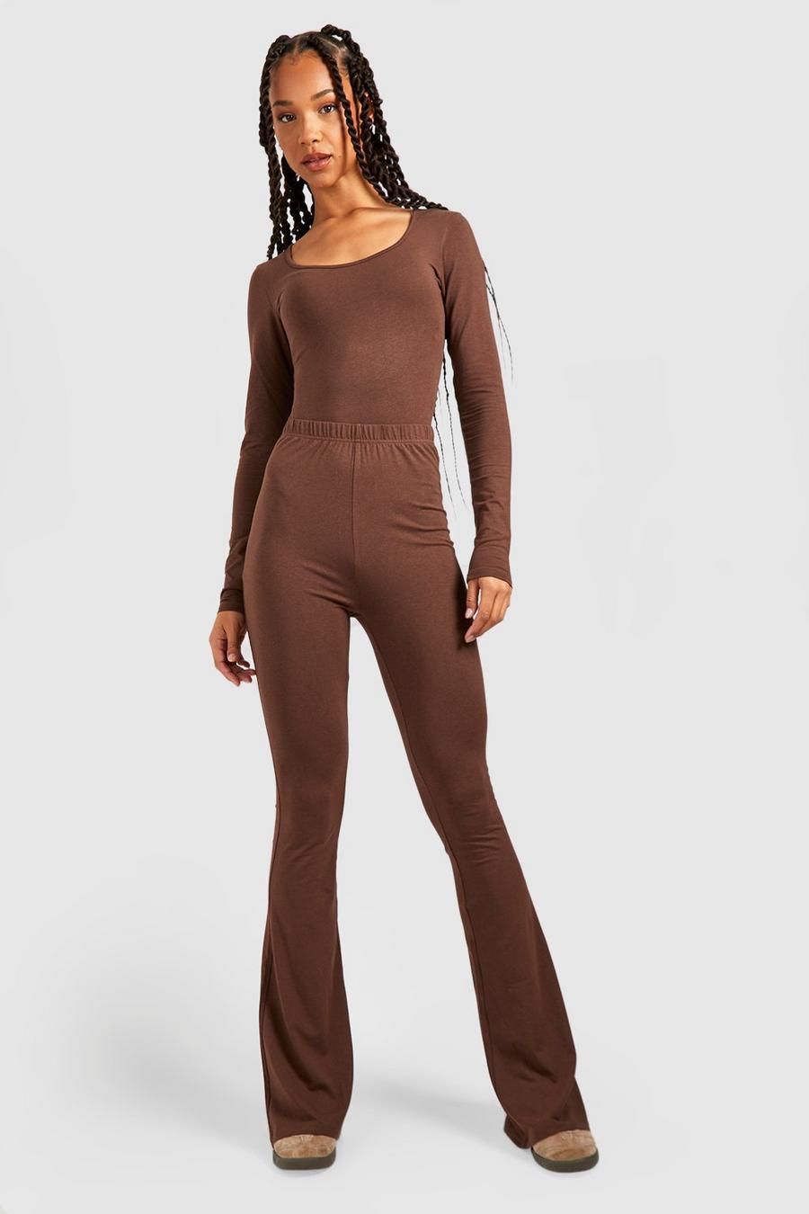 Chocolate Tall Premium Super Soft High Waisted Flares image number 1