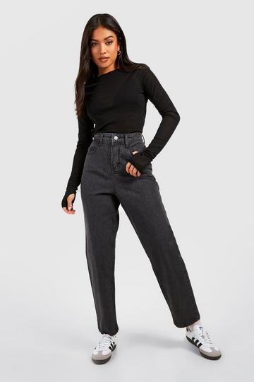 Petite Dark Grey High Rise Mom Jeans 26 dark grey