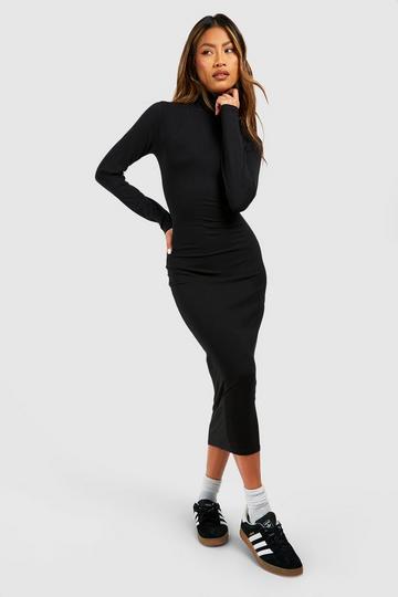 Premium Super Soft Turtleneck Midi Dress black