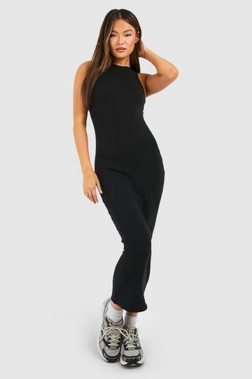 Premium Super Soft Racer Neck Midaxi Dress black