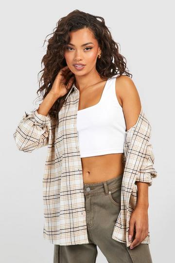 Neutral Check Oversized Shirt ivory
