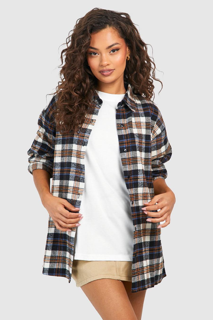 Chocolate Flannel Oversized Shirt image number 1