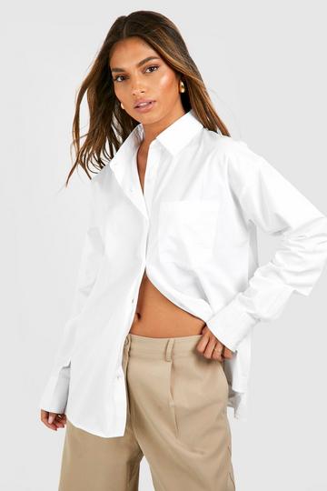 Oversized Pocket Detail Shirt white