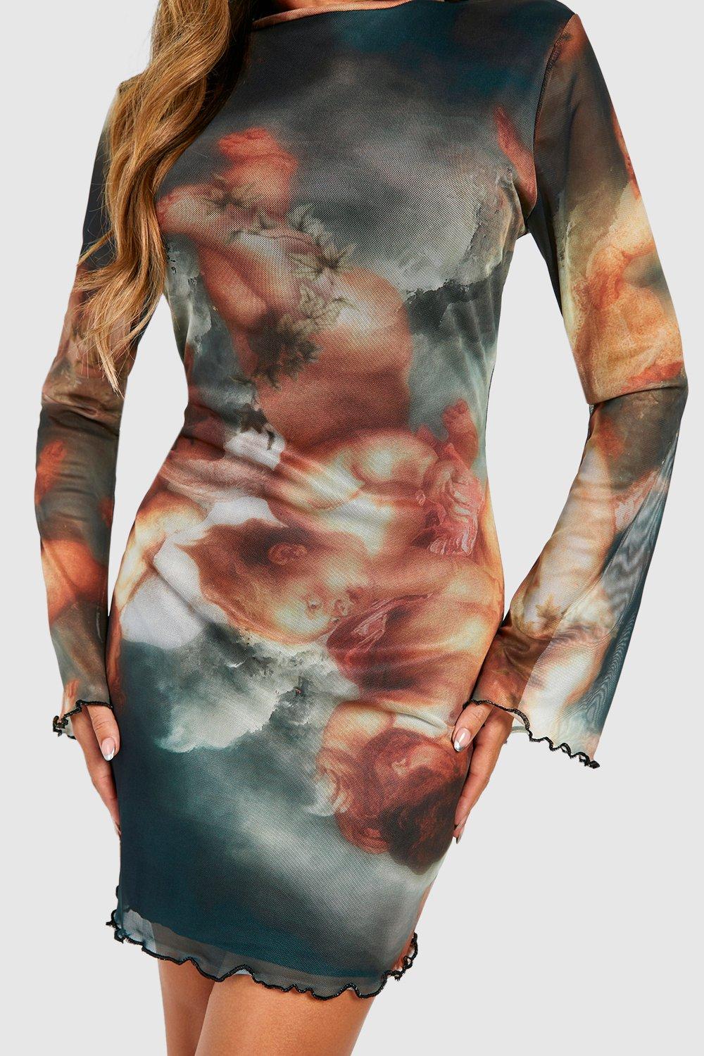 Cherub Mesh High Neck Mini Dress