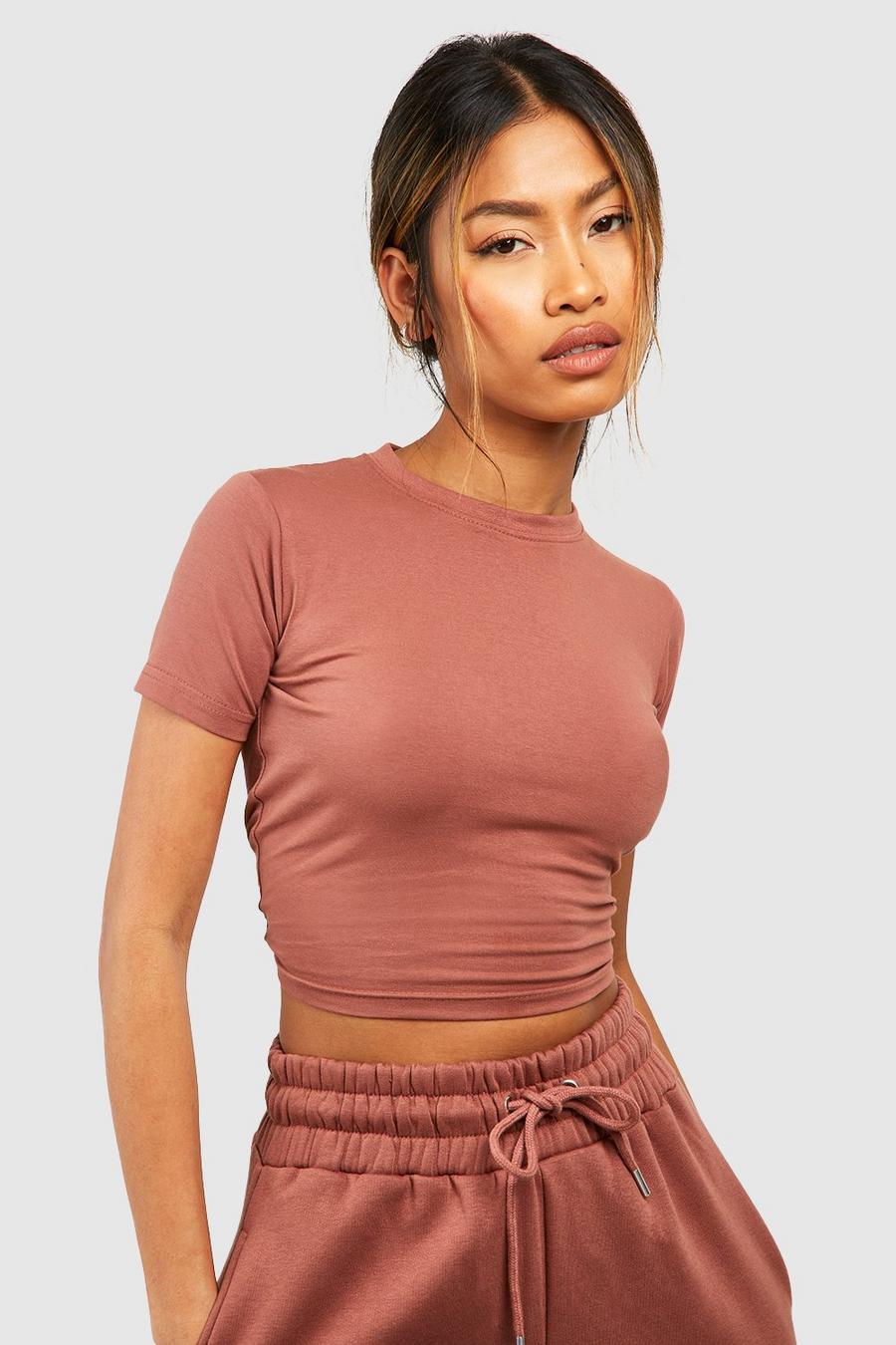 Mocha Short Sleeve Fitted Top
