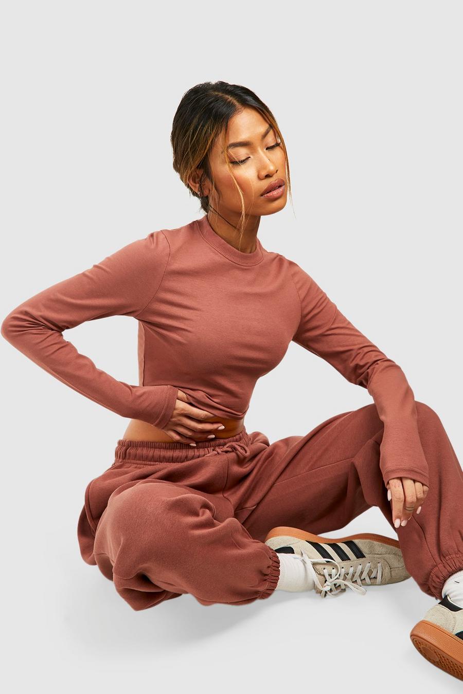 Mocha Long Sleeve Fitted Top