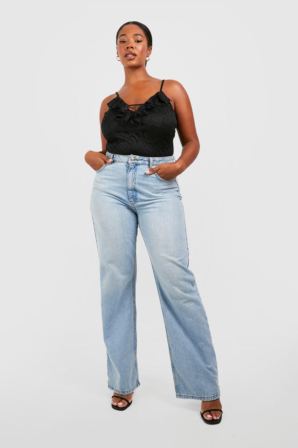 Plus size best sale ruffle bottom jeans