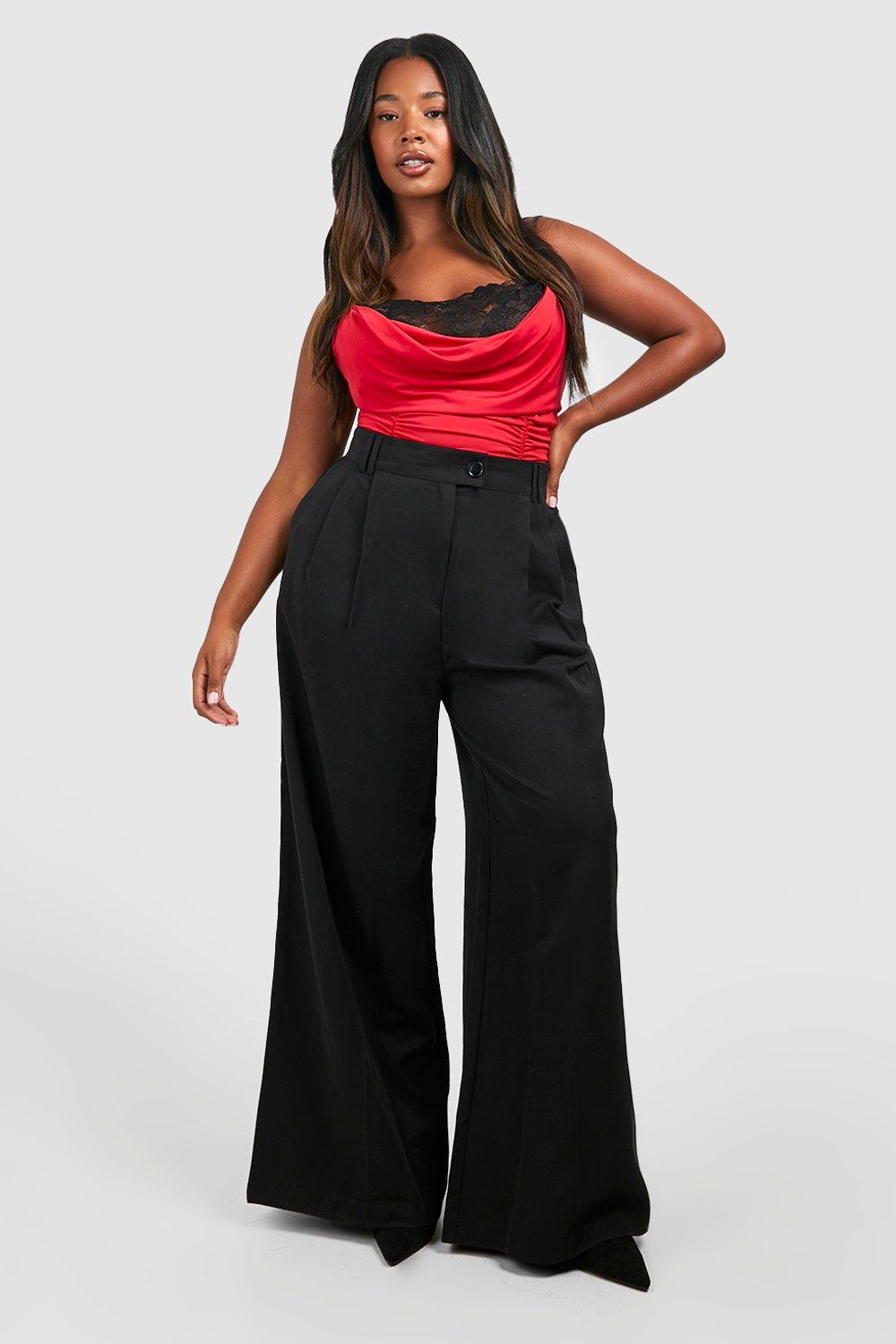 Women's Black Plus Lace Inset Slinky Bodysuit