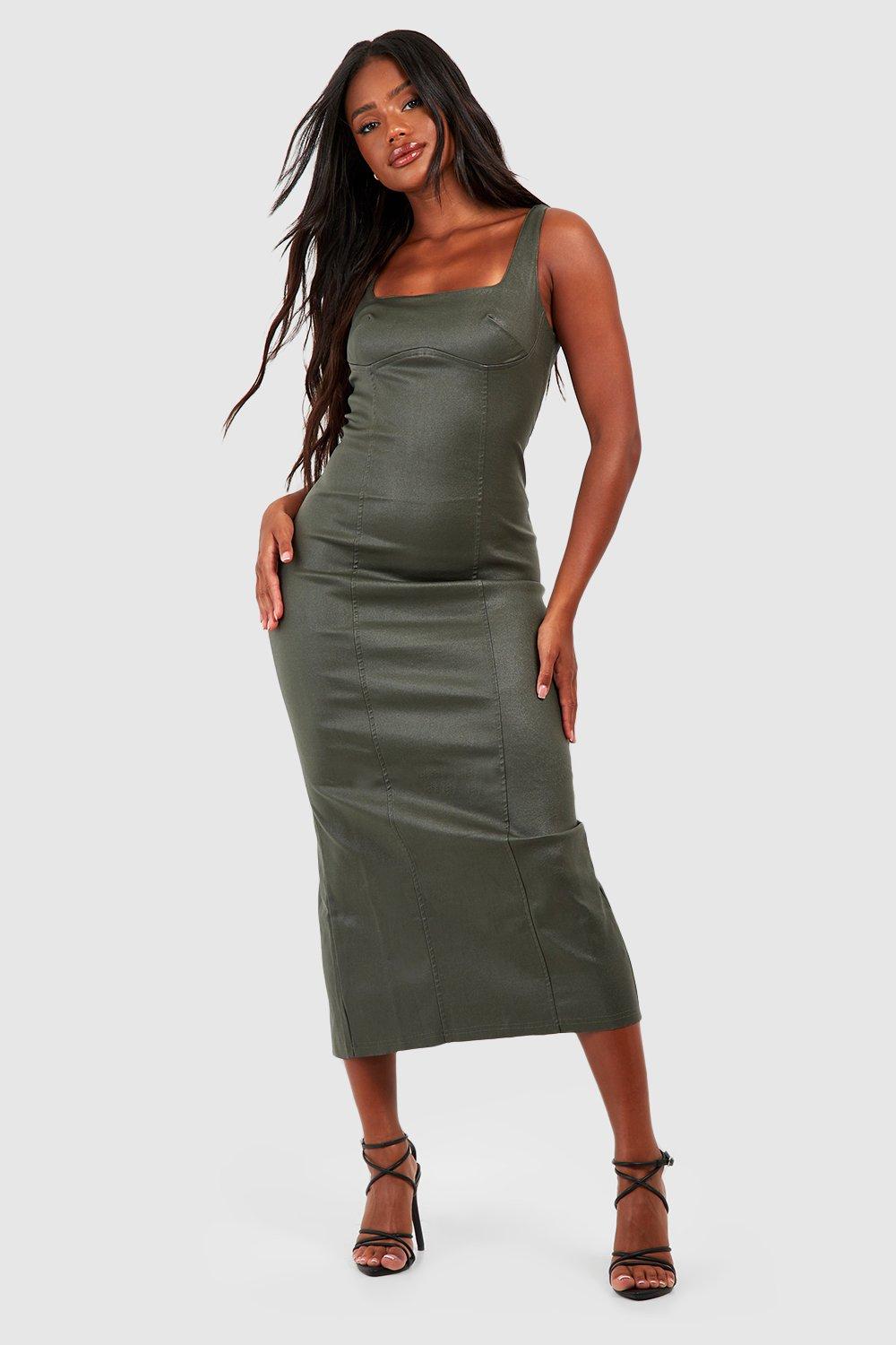 Olive green sales denim dress