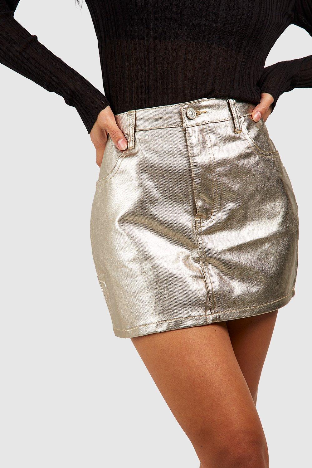 Metallic denim hotsell skirt topshop